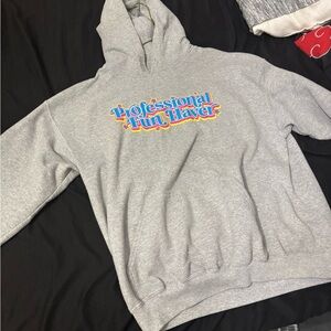 Gray Hoodie with Colorful Print